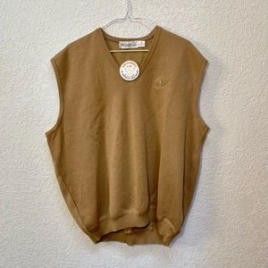 St. Croix Vest Sweater Men’s XL Made in USA Tan Brown V-Neck Sleeveless Pullover